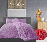 Teddy Hug & Snug Cuddles Fleece Duvet Quilt Cover Bedding Set With Matching Pillowcase Warm and Cosy Lilac Bedding Set Superking 260cm x 220cm Approximately.