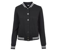 Urban Classics Women's Ladies College Sweat Jacket Sweatshirt, Blk/Blk, S