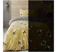 Teddy Kids Duvet Covers Single, Glow In The Dark Girls Bedding Set, 100% Polyester Quilt Cover, Ochre