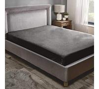 Teddy King Size Charcoal Soft Fitted Sheet Fleece Bedding Polyester Warm Fabric