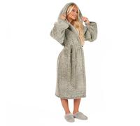Teddy Marl Fleece Adults Dressing Gown Full-Length Robe OHS Grey One Size