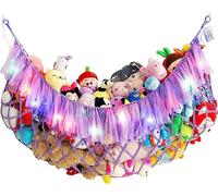 Teddy Net for Macrame Wall Hanging Net stuffed Animal Hammock with Light for Kid's Romm Bedroom Toy Organizers Soft Toys Storage (purple)