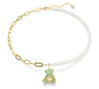 Teddy pendant, Crystal pearl, Bear, Multicoloured, 18K gold finish
