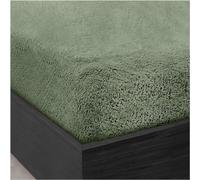 Teddy Plain Fleece Fitted Bed Sheet, Easycare Thermal Warm & Cosy Bear Bedding Super Soft BedSheet (Sage Green, King)