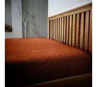 Teddy Plain Fleece Fitted Bed Sheet, Easycare Thermal Warm & Cosy Bedding Super Soft BedSheet (Brunt Orange, Double)