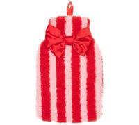 Teddy Red & White Striped Hot Water Bottle - Stay Snug and Stylish This Winter - The Perfect Gifft to Keep Loved Ones Cosy Over Christmas