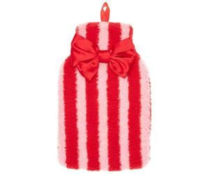 Teddy Red & White Striped Hot Water Bottle - Stay Snug and Stylish This Winter - The Perfect Gifft to Keep Loved Ones Cosy Over Christmas
