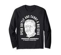 Teddy Roosevelt Portrait Bick Stick Foreign Policy Vintage Long Sleeve T-Shirt