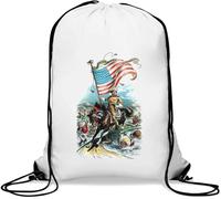 Teddy Roosevelt Riding A Horse Gym Sack Casual Drawstring Bag White