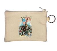 Teddy Roosevelt Riding A Horse Key Chain Coin Purse Beige