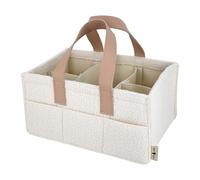 Teddy Sherpa Diaper Caddy - Beige Baby Nursery Organizer for Diapers and Baby Essentials, Neutral Nursery, Portable Diaper Storage Basket