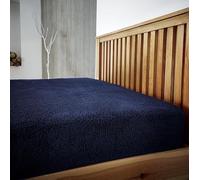 Teddy Sherpa Fleece Fitted Bed Sheet Thermal Super Soft Warm Cosy Luxurious Plain Teddy Bear Fleece Bed Sheets (Navy, Super King)