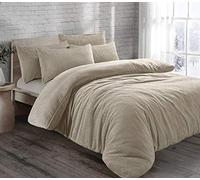 Teddy Sherpa Fleece Fitted Bed Sheet Thermal Super Soft Warm Cosy Luxurious Plain Teddy Bear Fleece Bed Sheets (Beige, King)