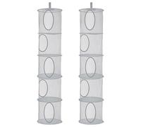 Teddy Storage Hanging Mesh, 2PCS Hanging Toy Storage Net, 5 Tier Hangings Mesh Storage Basket, Foldable Soft Toy Storages for Soft Toys Clothes Sundries(Grey)