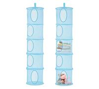 Teddy Storage Hanging Mesh, 2PCS Hanging Toy Storage Net, 5 Tier Mesh Storage Basket for Soft Toys Clothes Sundries(Blue)