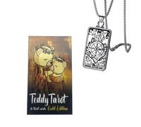Teddy Tarot Deck - Size 12x7 cm - English Language Coated Paper - Perfect for Beginners - Includes Tarot Necklace