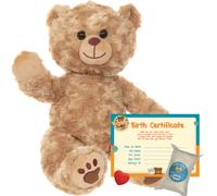 Teddy Tastic Barney The Golden Bear - Soft Plush Teddy Bear | Stuff Your Own, No Sewing Required | 16" (40cm) - Birth Certificate, Wishing Heart Included - Make a Bear Kit