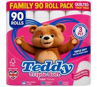 Teddy Toilet Rolls, 90 Pack, 3 Ply, Triple Soft Strong Tissue, Luxury Quilted
