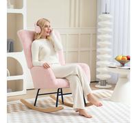 HOMCOM Teddy Fleece Rocking Armchair - Light Pink, Pink