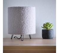 Teddy Velvet Table Lamp in Cream, Lilac, Orange or Grey Small Soft lamp 21cm Tall, Perfect for Bedsides and Cozy Areas (Grey)
