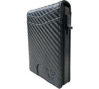 TEDDY VOSS Black Minimalist Wallet for Men, RFID Blocking Pop Up Card Wallet, Modern Men Wallet with 9-13 Cards, Metal Wallet with Money Clip & ID Window, Aluminum Credit Card Holder, Black, 4"x 2.5