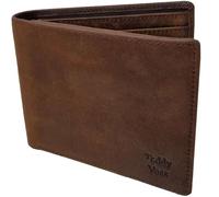 TEDDY VOSS Full Grain Leather Wallet for Men - RFID Blocking - Classic Brown Bifold Wallet - Slim Men's Wallet with 10 Card Slots and 2 ID Windows - Genuine Leather Wallet - Ultra Strong Stitching,