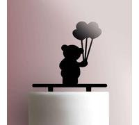 Teddybear with Balloons- Acrylic Cake Topper 5 Inch Width/Light Green