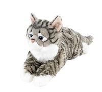 Teddys Rothenburg Cuddly Toy Cat Lying Down Grey / White Tabby 40 cm Plush Cat Uni-Toys