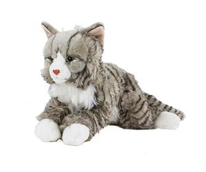 Teddys Rothenburg Cuddly Toy Main Coon Norwegian Cat Lying Grey Tabby 38 cm Plush Cat Plain Toys