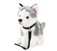 Teddys Rothenburg Husky Plush Toy with Lead, Grey/White 25 cm, Cuddly Soft Plush Dog