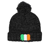 TeddyTs Adult Irish Flag Marl Chunky Knit Thermal Winter Bobble Hat (Charcoal), M