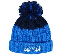 TeddyTs Adult Unisex Mountain Peaks Landscape Fleece Lined Chunky Cable Knit Bobble Hat (Electric Blue & Navy)