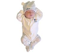 TeddyT's Baby Boys & Girls Personalised White Baby All in One Sleepsuit (0-3 Months, Blue)
