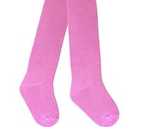TeddyT's Baby Girls Super Soft Cotton Rich Plain Everyday Comfort Tights (6-12 Months, Candy Pink)