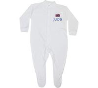 TeddyT's Baby Personalised White Great Britain All in One Sleepsuit (9-12 Months, One Name)