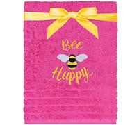 TeddyT's Bee Happy Pink Embroidered Bumble Bee Towel (Fuchsia Pink) (Bath Towel)