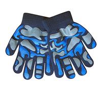 TeddyT's Boy's Camouflage Fine Knit Thermal Gloves with Magic Gripper Palm (Blue Camouflage)