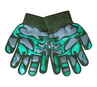 TeddyT's Boy's Camouflage Fine Knit Thermal Gloves with Magic Gripper Palm (Green Camouflage)