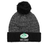 TeddyT's Boy's Ireland Shamrock Rugby Ball Grey Knitted Bobble Hat (4-10 Years)