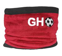 TeddyTs Boy's Personalised Initials & Football Fleece Sports Snood with Adjustable Toggle (Red)