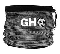 TeddyTs Boy's Personalised Initials & Football Fleece Sports Snood with Adjustable Toggle (Silver Grey Stripes)