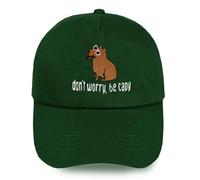 TeddyT's Capybara Don't Worry Be Capy Embroidered Baseball Cap Sun Hat (8-12 Years) (UK, Age, 8 Years, 12 Years, Dark Green)