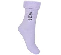 TeddyT's Cat Embroidered Fluffy Women's Bed Socks (Size 4-7) (UK, Numeric, 4, 7, Regular, Regular, Lilac)