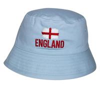 TeddyT's Children's England Flag Design Embroidered Bucket Sun Hat (Powder Blue) (UK, Age, 10 Years, 14 Years)