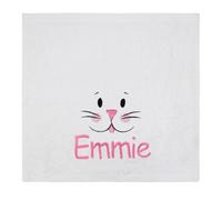 TeddyT's Children's Personalised Bunny Rabbit Bathtime Face Wash Flannel Towel (Pink)
