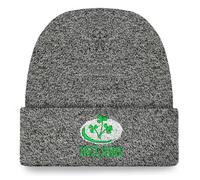 TeddyT's Ireland Rugby Ball & Irish Clover Thermal Knit Rib Grey Beanie Hat