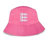 TeddyT's Kids 3 Lions England White Embroidered Bucket Sun Hat (Candy Pink) (UK, Age, 7 Years, 10 Years, Candy Pink)