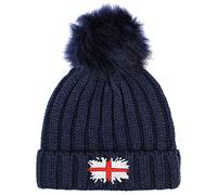 TeddyT's Kids England Flag Soft Chunky Bobble Hat with Pom Pom (2-4 Years) Navy Blue