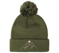 TeddyT's Ladies Mountains Embroidered Thermal Bobble Beanie Hat (Khaki Green)