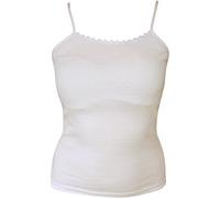 TeddyT's Ladies Plain Strappy Summer Vest Top with Floral Daisy Trim (Medium (12-14), White)